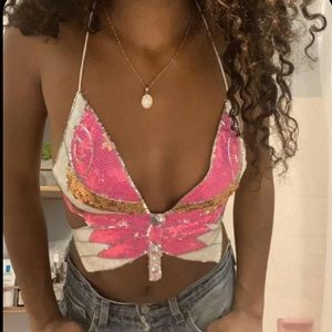 Y2K sequin butterfly top